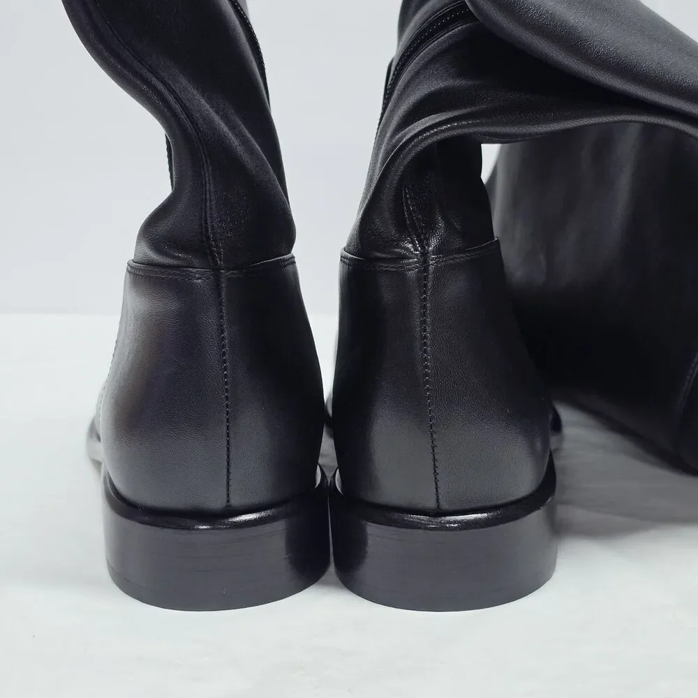 NEW Vince Cody Women's Over The Knee Black Leather Tall Boots Womens 9.5 Stretch